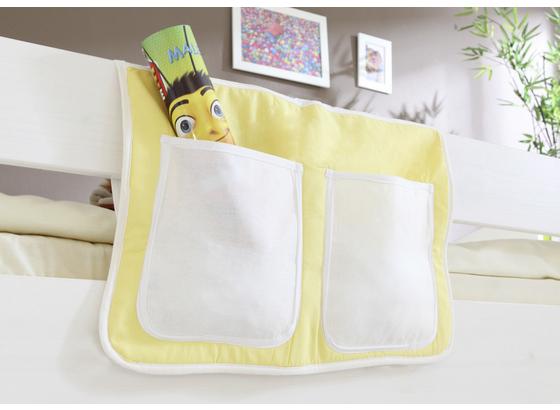 Betttasche aus Stoff in Gelb/Weiß