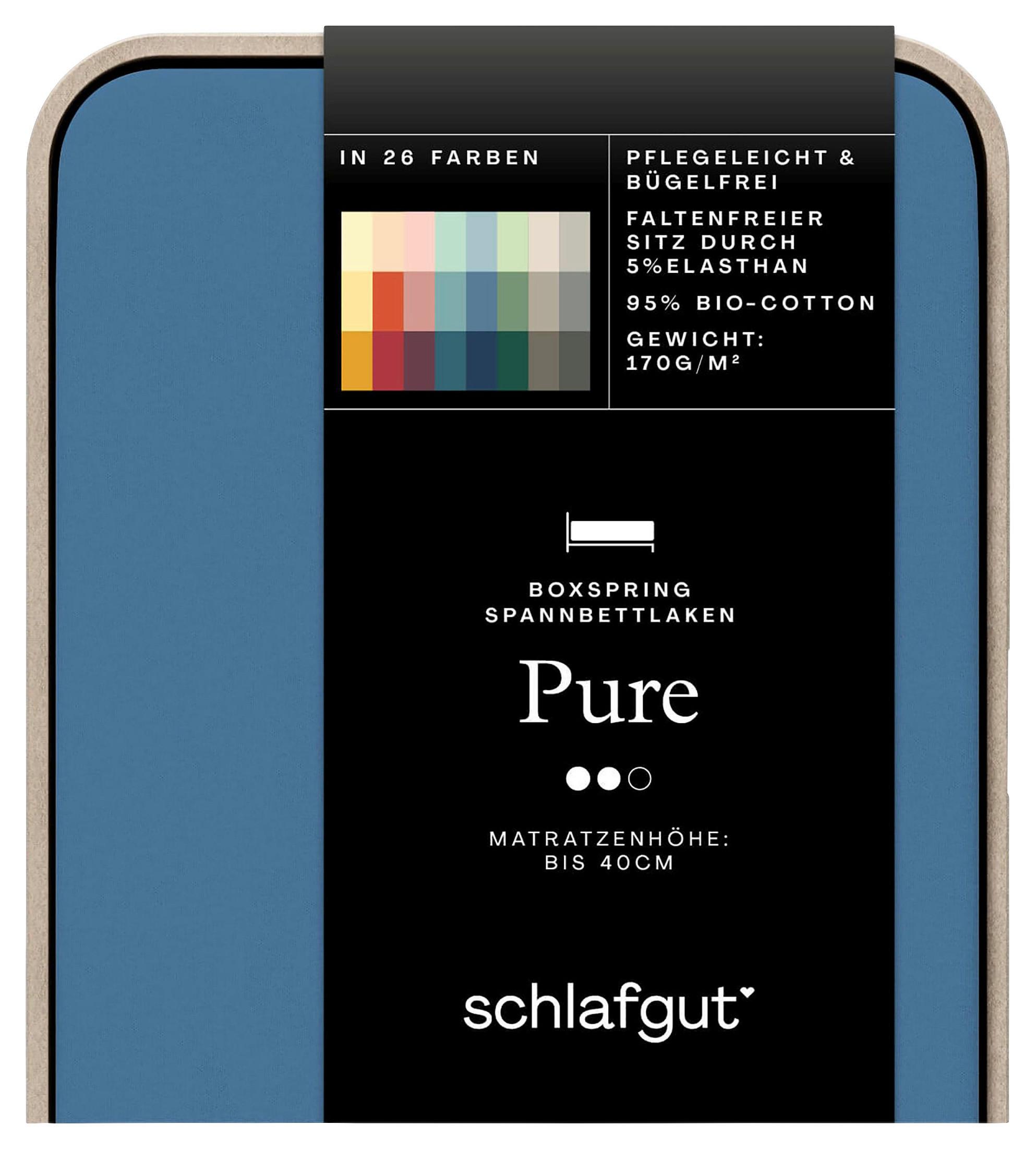 Boxspring-spannleintuch Pure Boxspring - Blau, Basics, Textil (90-100/190-220cm) - Schlafgut