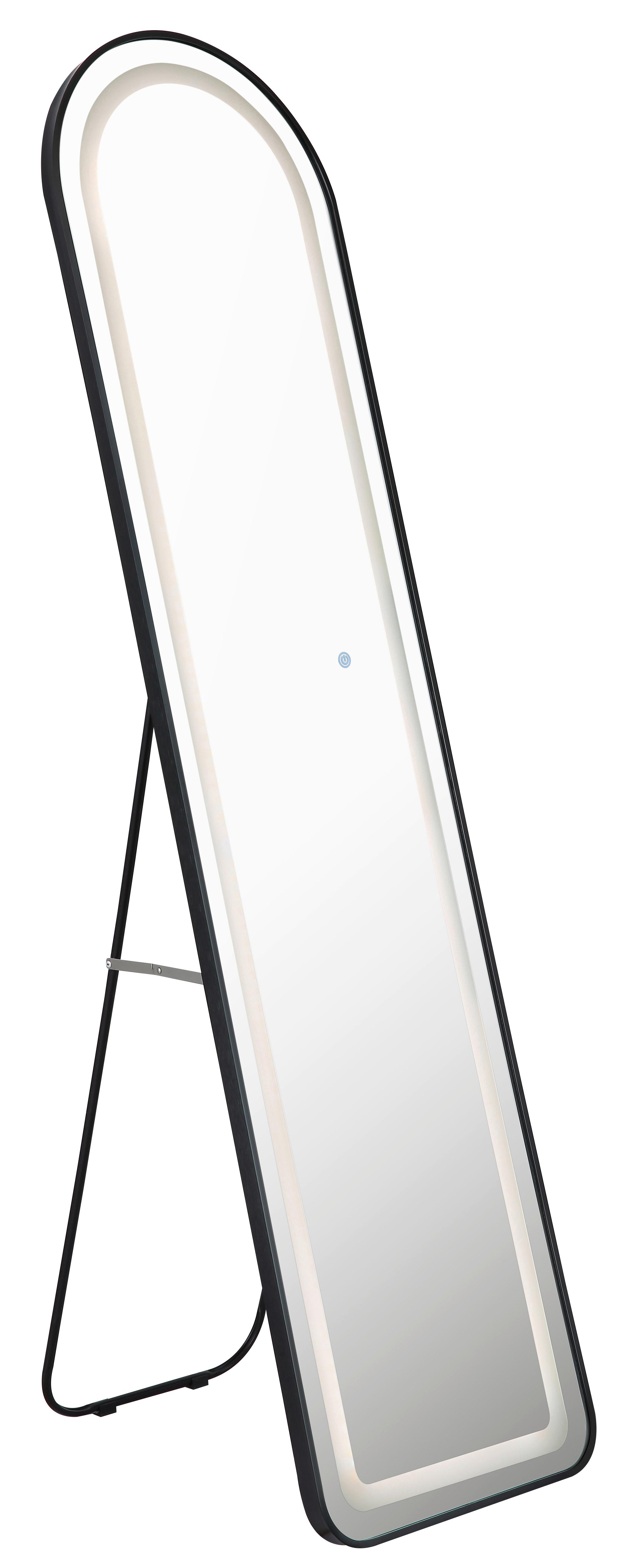 STANDSPIEGEL Touchdimmer - Schwarz/Weiß, Design, Glas/Kunststoff (40/50/160cm) - Globo