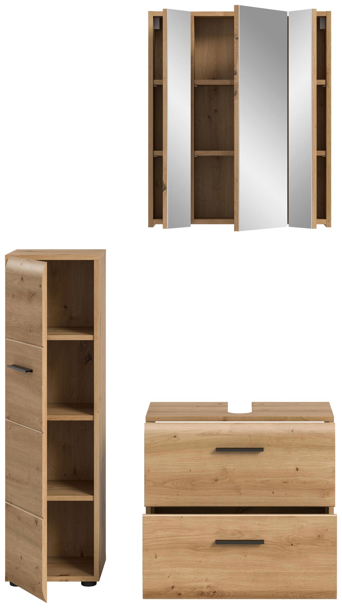 Badezimmer Ice Eiche Artisan Dekor B: 90cm - Schwarz/Eiche Artisan, Basics, Holzwerkstoff (90cm) - MID.YOU