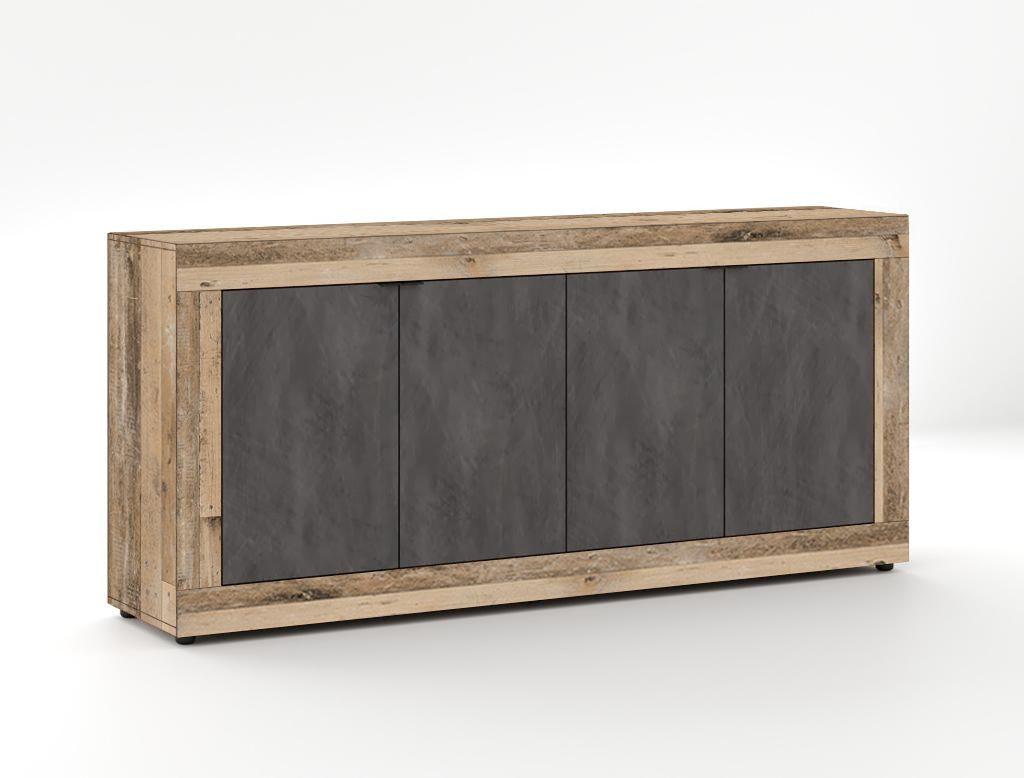 Sideboard Lunea - Alteiche/Schwarz, Design, Holzwerkstoff (180/86/42cm) - MID.YOU
