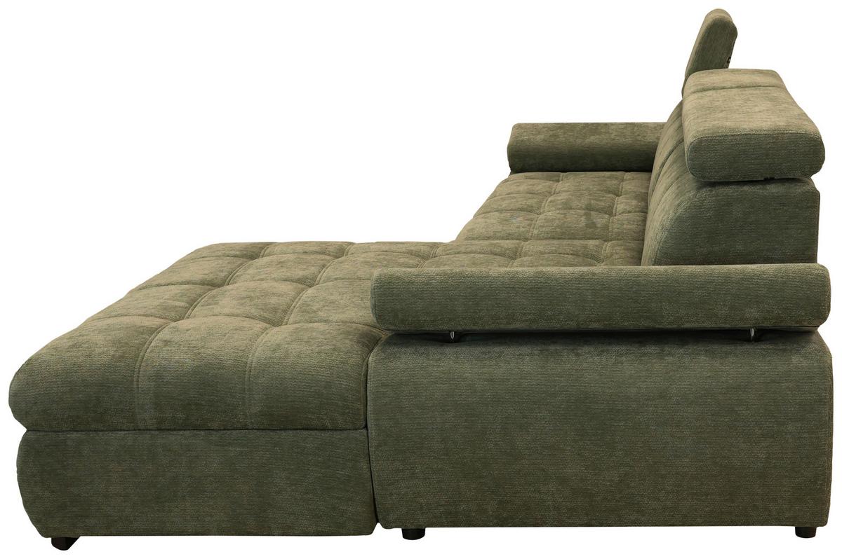 Rohová sedačka VEGAS, pravá, lesní zelená žinylka - černá/lesní zelená, Design, dřevo/textil (294/173cm)