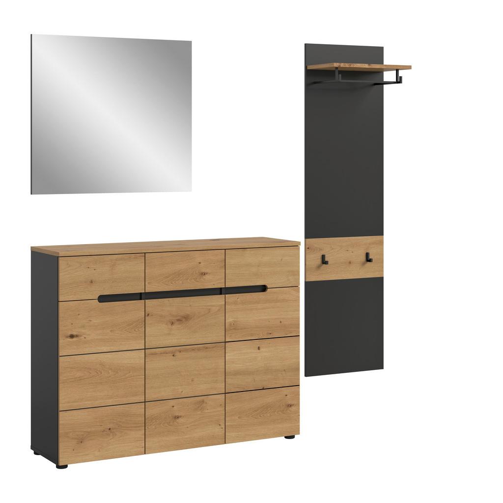 Garderobe Canu 3-Teilig Eiche Artisan/Grau B: 180 cm