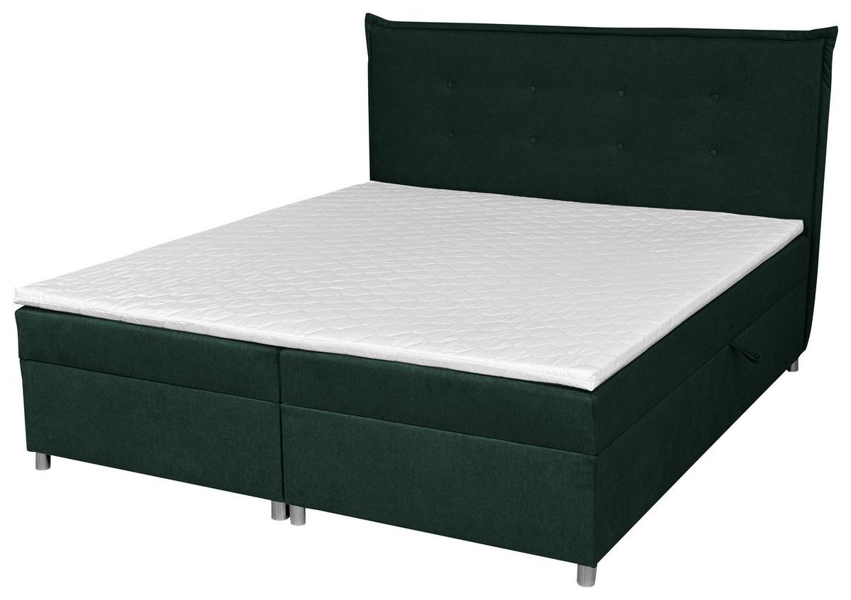 Boxbett Levie Mit Bettkasten Dunkelgrün 180x200 Cm - Dunkelgrün/Silberfarben, Basics, Textil (180/200cm) - MID.YOU