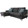 Ecksofa Mit Bettkasten Valentina Schwarz Massiv - Blau/Schwarz, Design, Textil (150/228cm) - MID.YOU