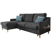 Ecksofa Mit Bettkasten Valentina Schwarz Massiv - Blau/Schwarz, Design, Textil (150/228cm) - MID.YOU