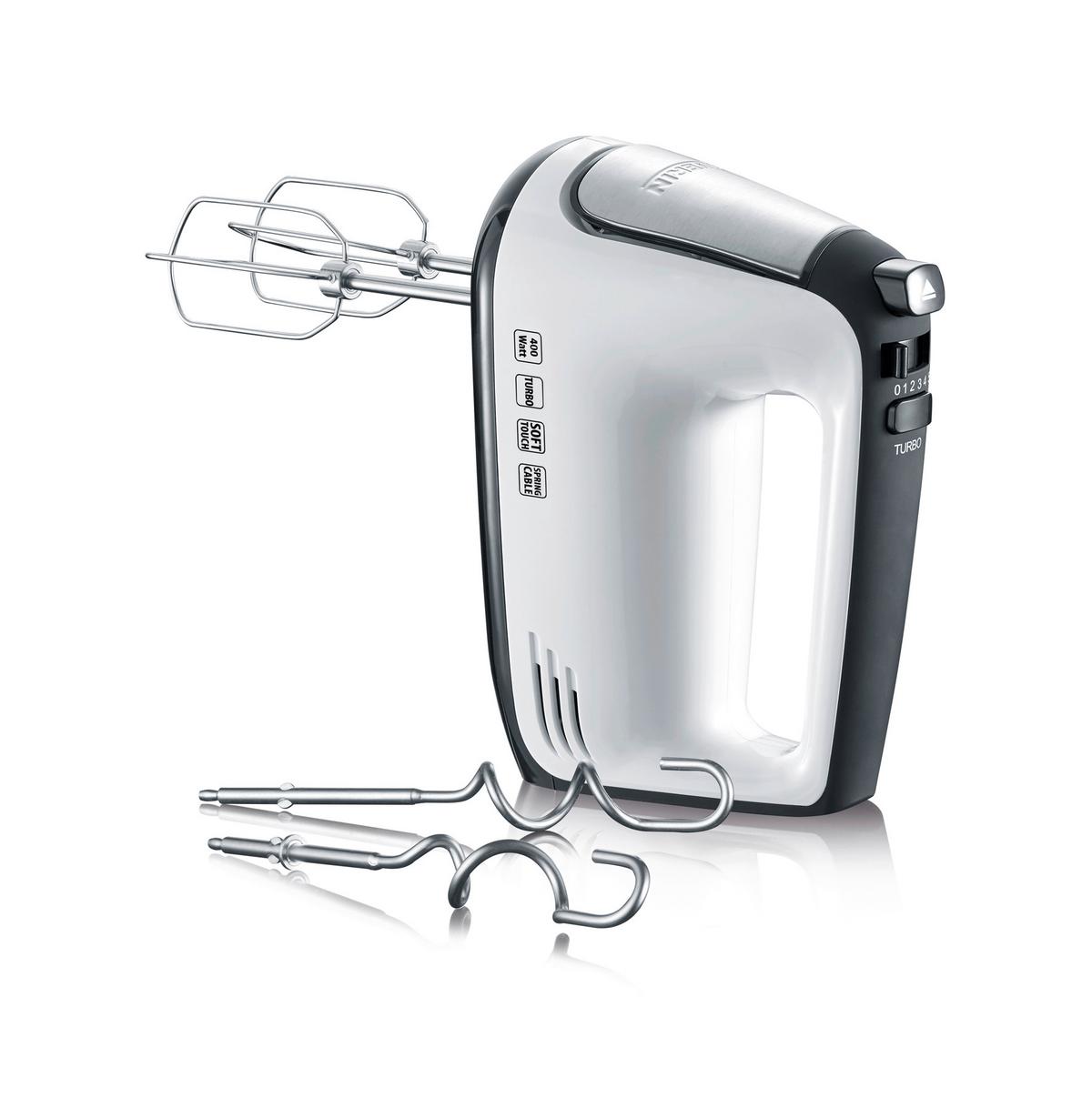 Handmixer Severin Schwarz/Weiß 400W Turboschalter - Edelstahlfarben/Schwarz, Basics, Kunststoff/Metall (9/20/30cm) - Severin