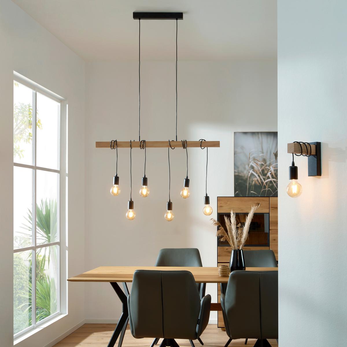 ZÁVESNÉ SVIETIDLO TOWNSHEND - hnedá/čierna, Lifestyle, kov/drevo (100/10cm) - Landscape