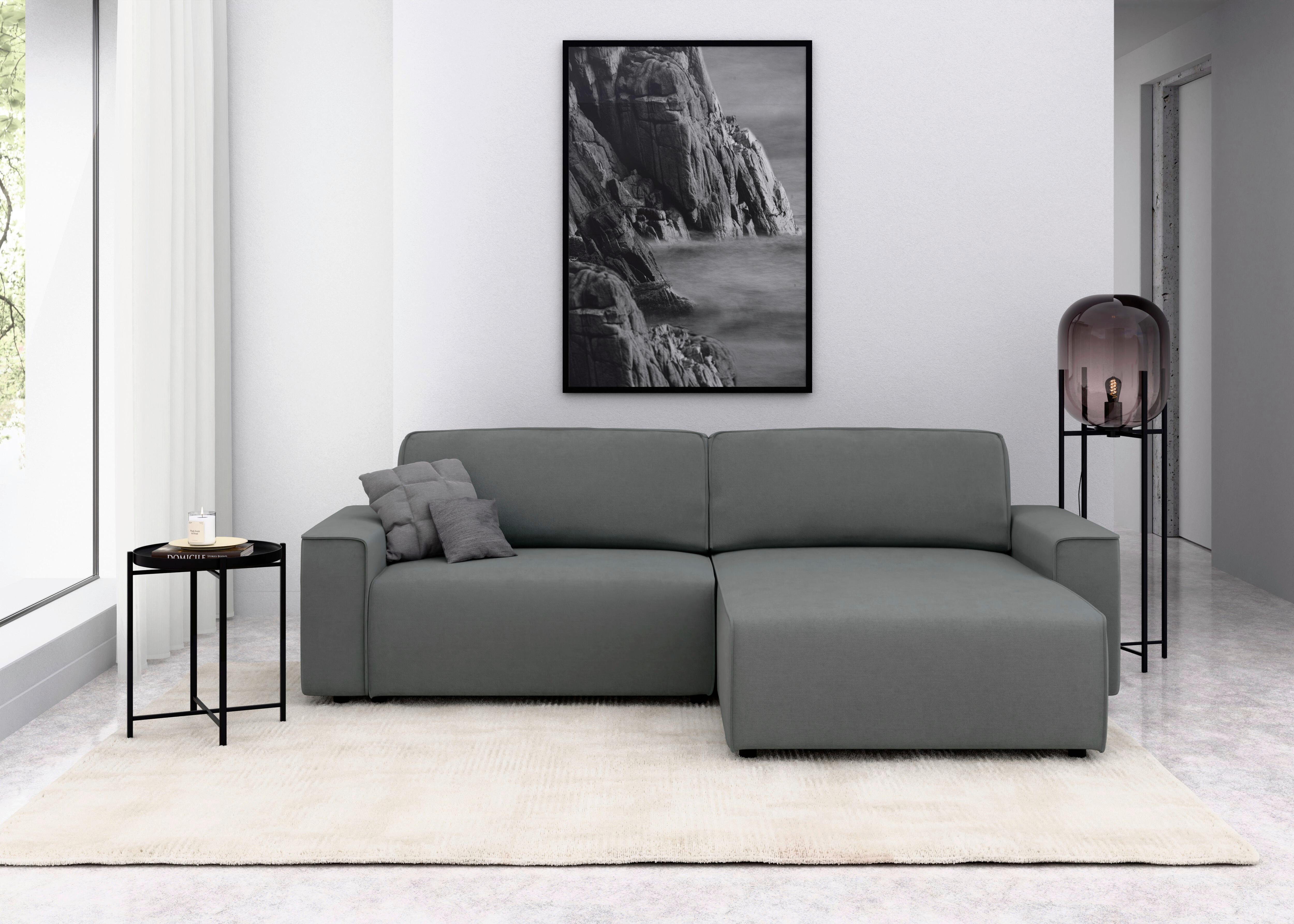 Ecksofa Chance, Grau S: 265x164 cm - Schwarz/Grau, MODERN, Textil (265/164cm) - Trendmanufaktur