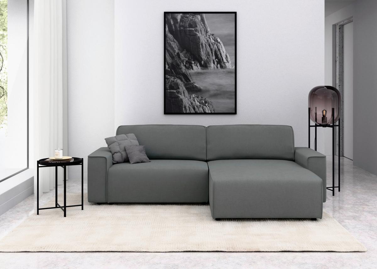 Ecksofa Chance, Grau S: 265x164 cm - Schwarz/Grau, MODERN, Textil (265/164cm) - Trendmanufaktur