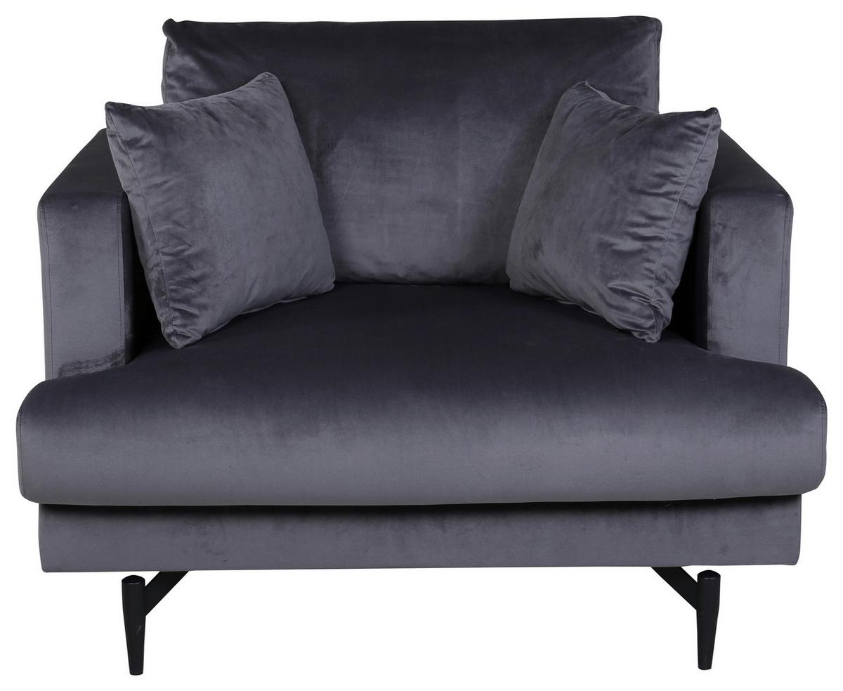 Sessel Sofia - Dunkelgrau, Design, Textil/Metall (104/82/92cm) - Livetastic