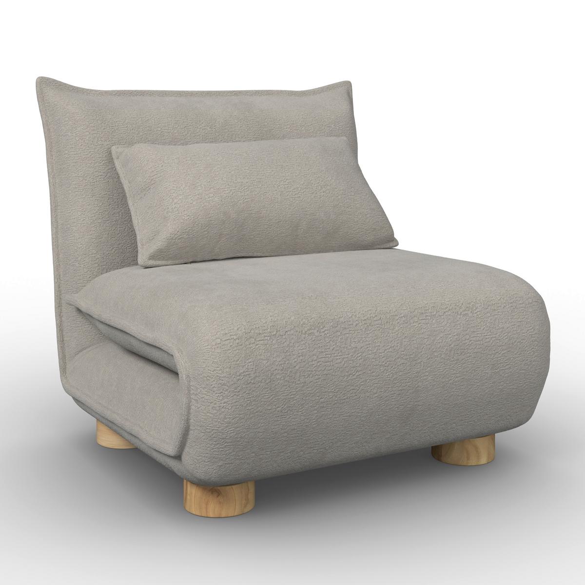 Rozkladacie kreslo BELLA, béžová, max. 120 kg - prírodná farba/béžová, Modern, kov/drevo (83/41/63cm) - Bessagi Home