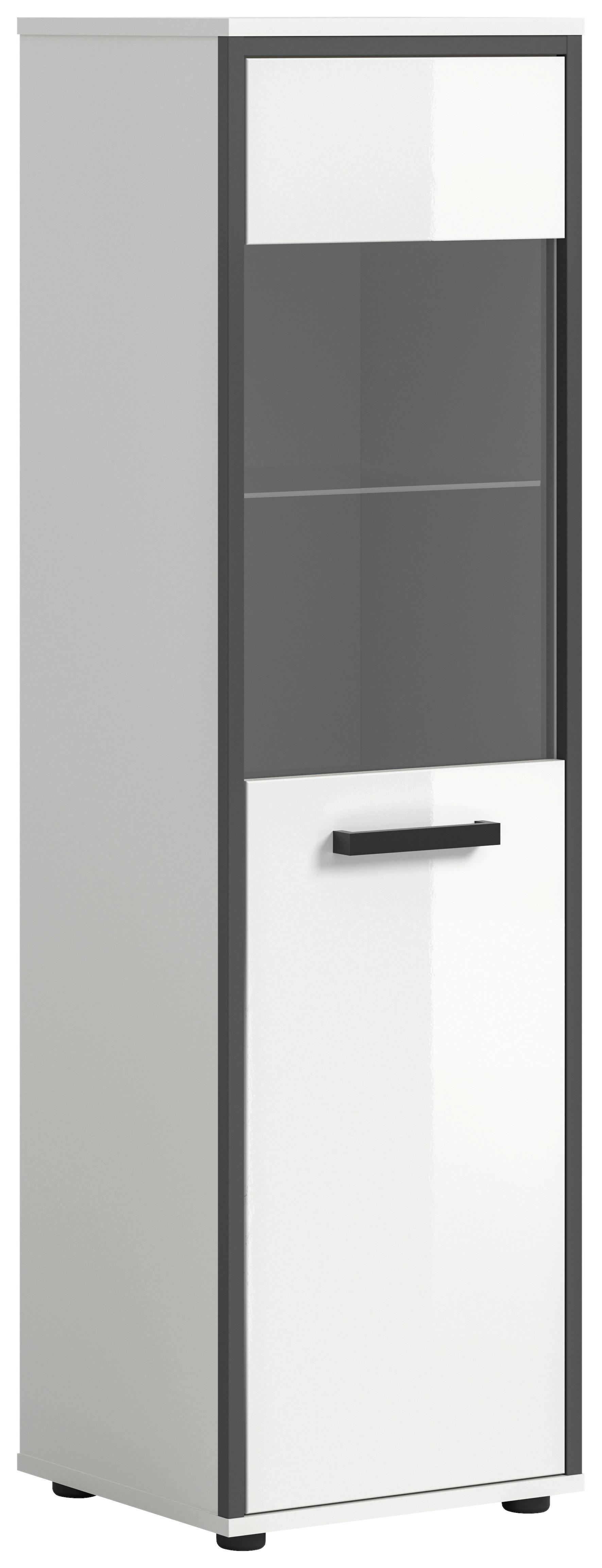 Midischrank Kojak, Weiß Hochglanz B: 40 Cm - Weiß Hochglanz/Schwarz, MODERN, Glas/Holzwerkstoff (40/139/34cm) - MID.YOU