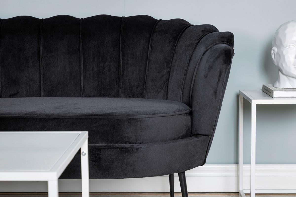 2-sitzer-sofa Calais - Schwarz, Design, Textil/Metall (180/78.5/78cm) - Livetastic