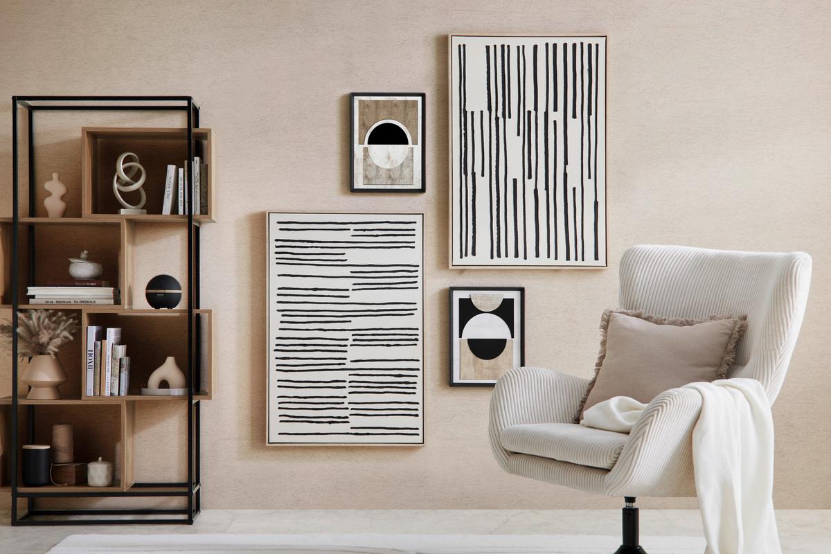 Obraz na plátně Denise, ca. 60/90cm - černá/přírodní barvy, dřevo/textil (60/90cm) - Premium Living