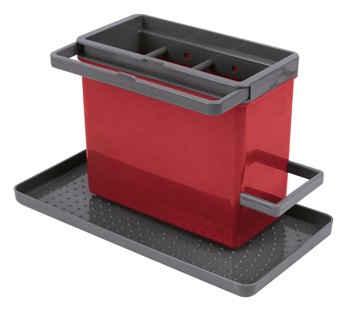 Spülorganizer 3-tlg Tidytex B/h/t: 24/13/14 Cm Kunststoff - Rot/Grau, Kunststoff (24/13/14cm)