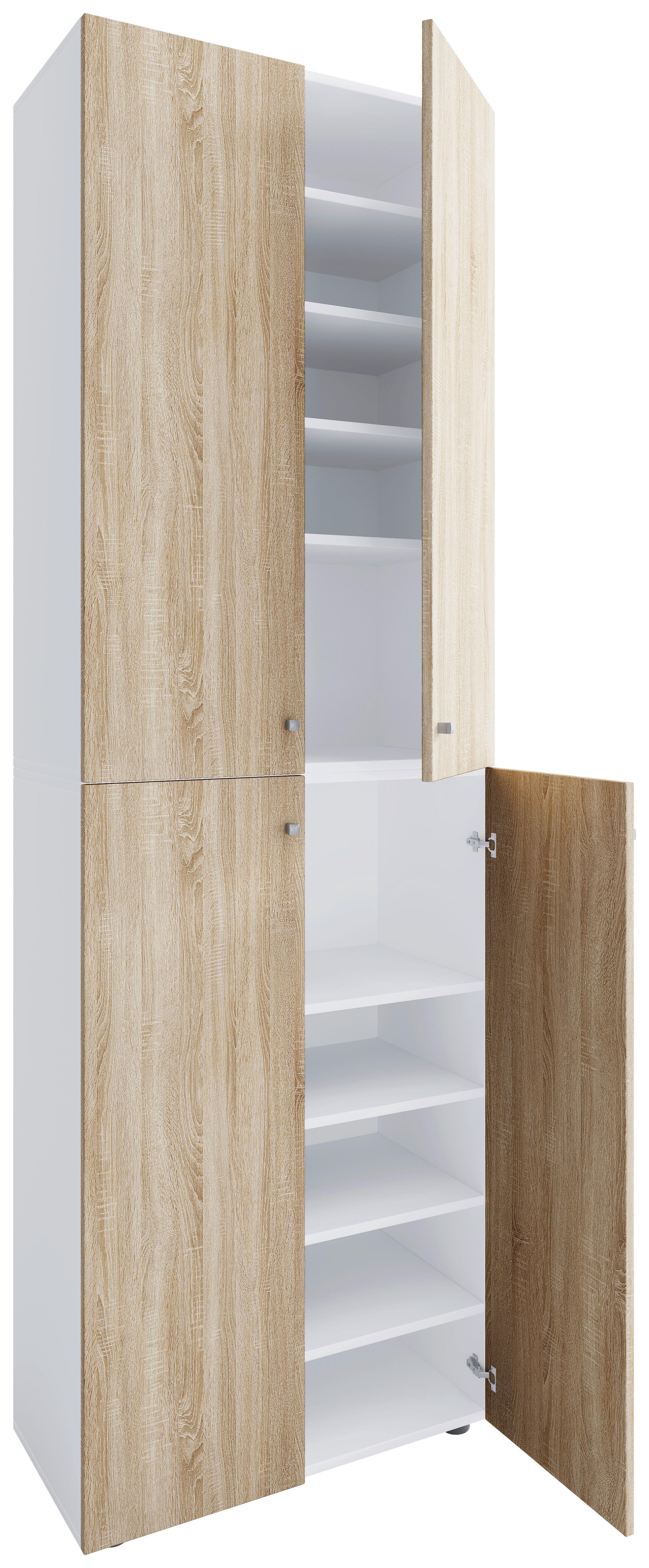 Schuhschrank Lona Weiß/Eiche Dekor B:70cm - Schwarz/Weiß, Design, Holzwerkstoff (70/220/40cm) - MID.YOU