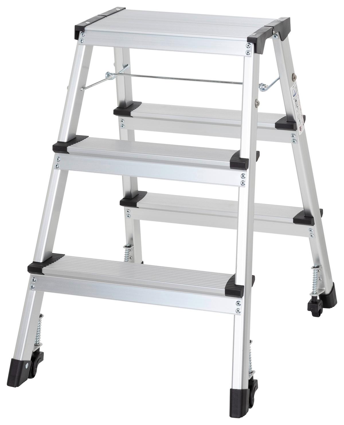 Klapptrittleiter Solid Iv - Alufarben, Basics, Metall (43/67/21cm) - MID.YOU