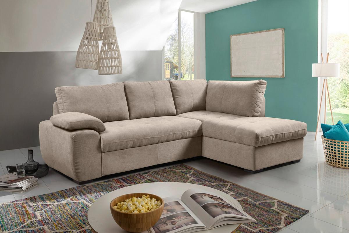 Rozkládací sedací souprava BYBLOS, pravé provedení - barvy stříbra/světle šedá, Moderní, textil/plast (240/170cm)