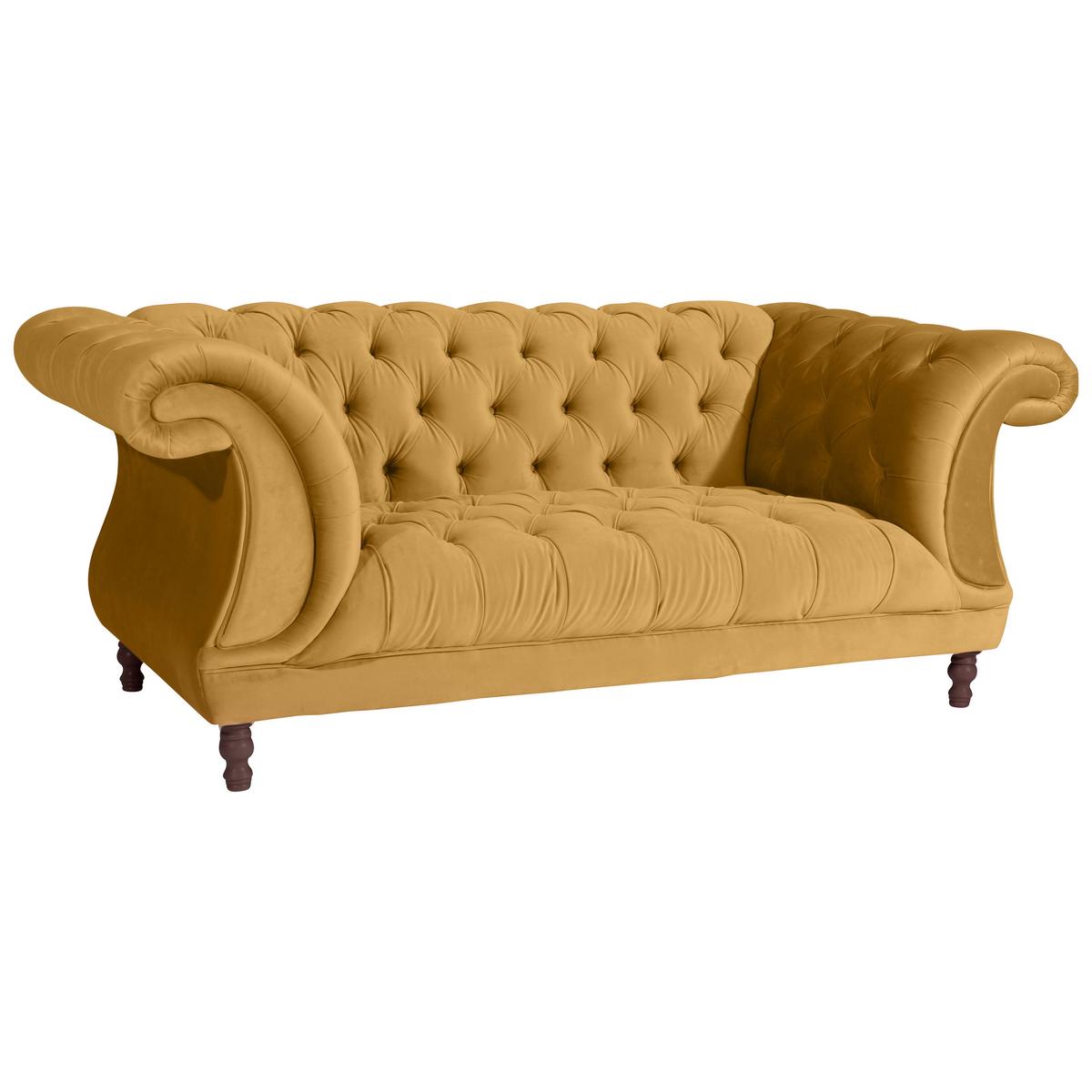 CHESTERFIELD-SOFA IVETTE - Gelb/Nussbaumfarben, Design, Textil (200/80/100cm) - Max Winzer