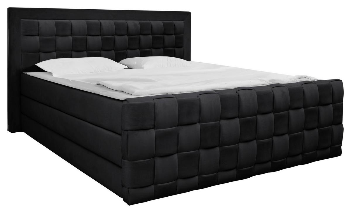Boxspringbett Grenada Schwarz, Lf: 180x200 cm - Schwarz, MODERN, Textil (180/200cm) - Livetastic