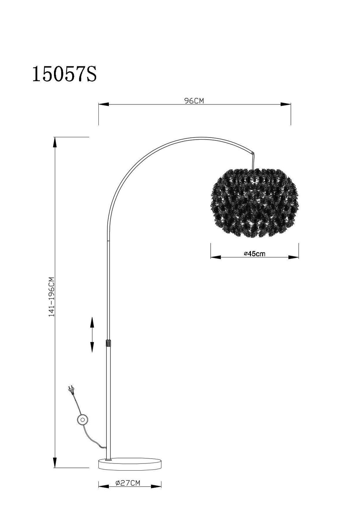 Stehlampe Katunga Weiß höhenverstellbar - Weiß/Nickelfarben, Basics, Textil/Metall (96/45/196cm) - Globo