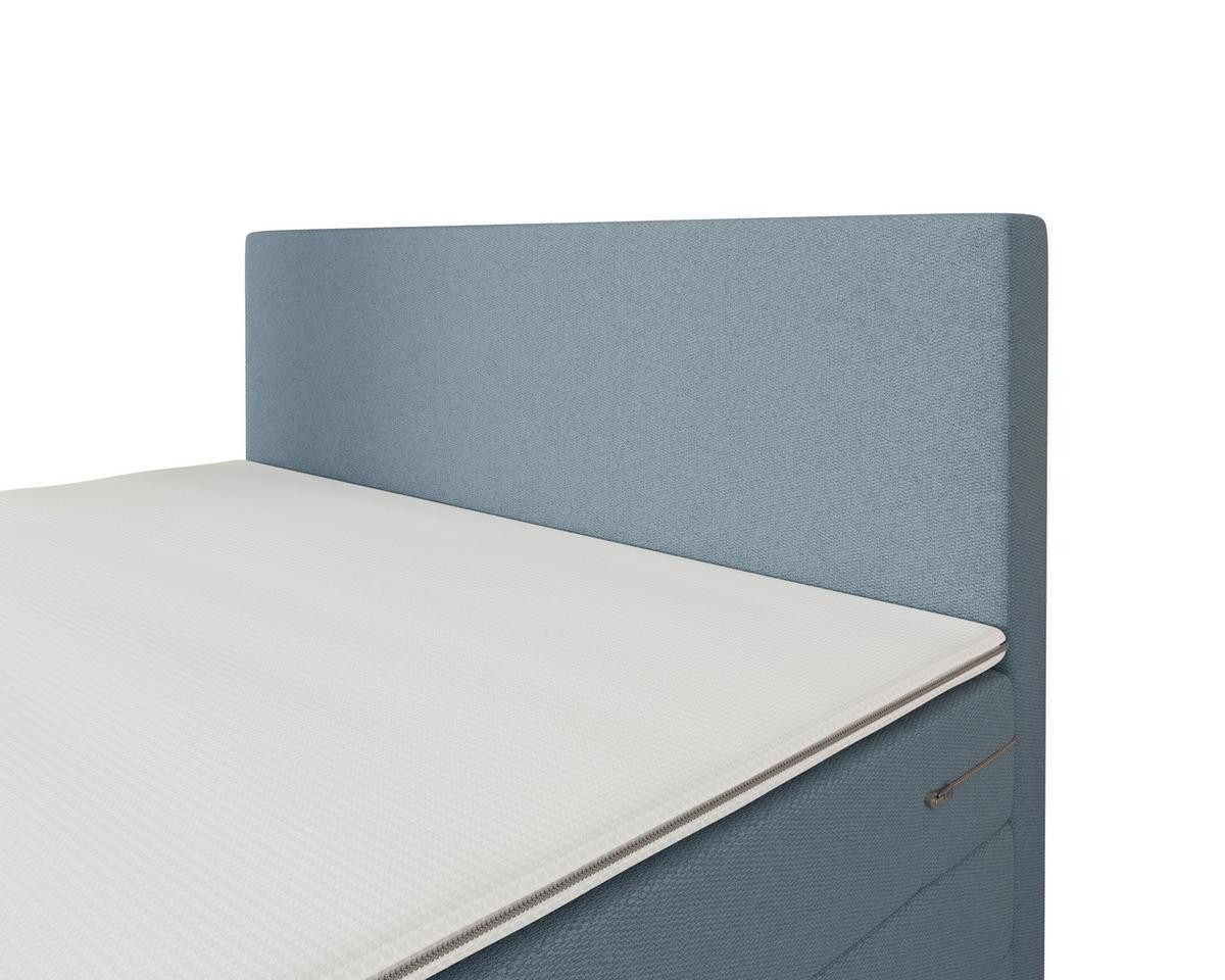 Boxspringbett mit Topper Taro blaugrau, 180x200cm - Blaugrau/Schwarz, KONVENTIONELL, Textil/Metall (180/200cm)