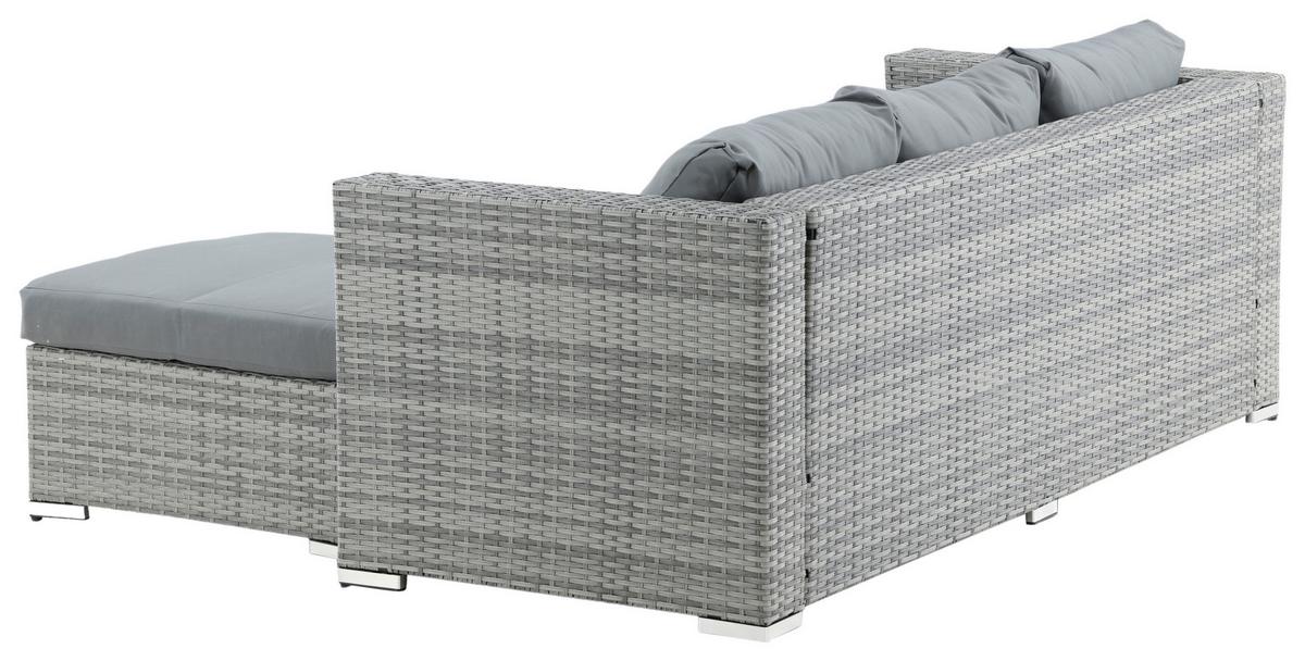 Loungegarnitur 2-Tlg Rotterdam Metall/Kunststoff/Glas +kissen - Grau, KONVENTIONELL, Glas/Kunststoff - Gardenson