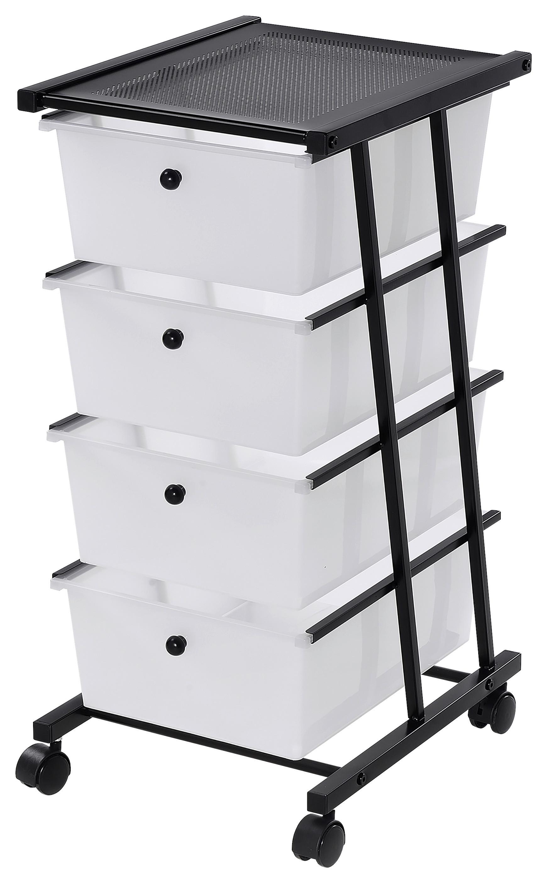 Rollcontainer Conny Schwarz/weiß B: 33 Cm - Schwarz/Weiß, MODERN, Kunststoff/Metall (33/70/40cm)