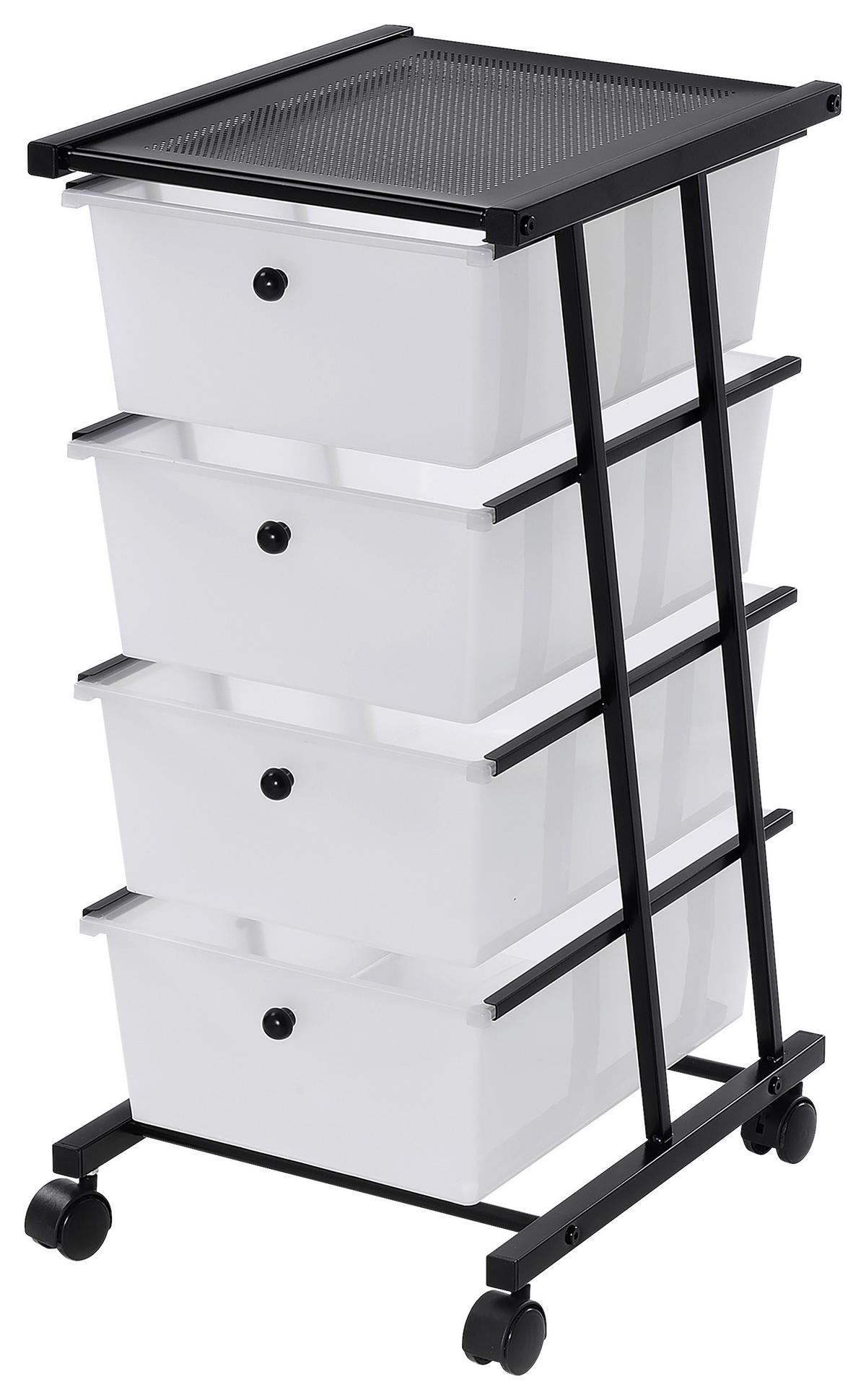 Rollcontainer Conny Schwarz/Weiß B: 33 cm - Schwarz/Weiß, MODERN, Kunststoff/Metall (33/70/40cm)