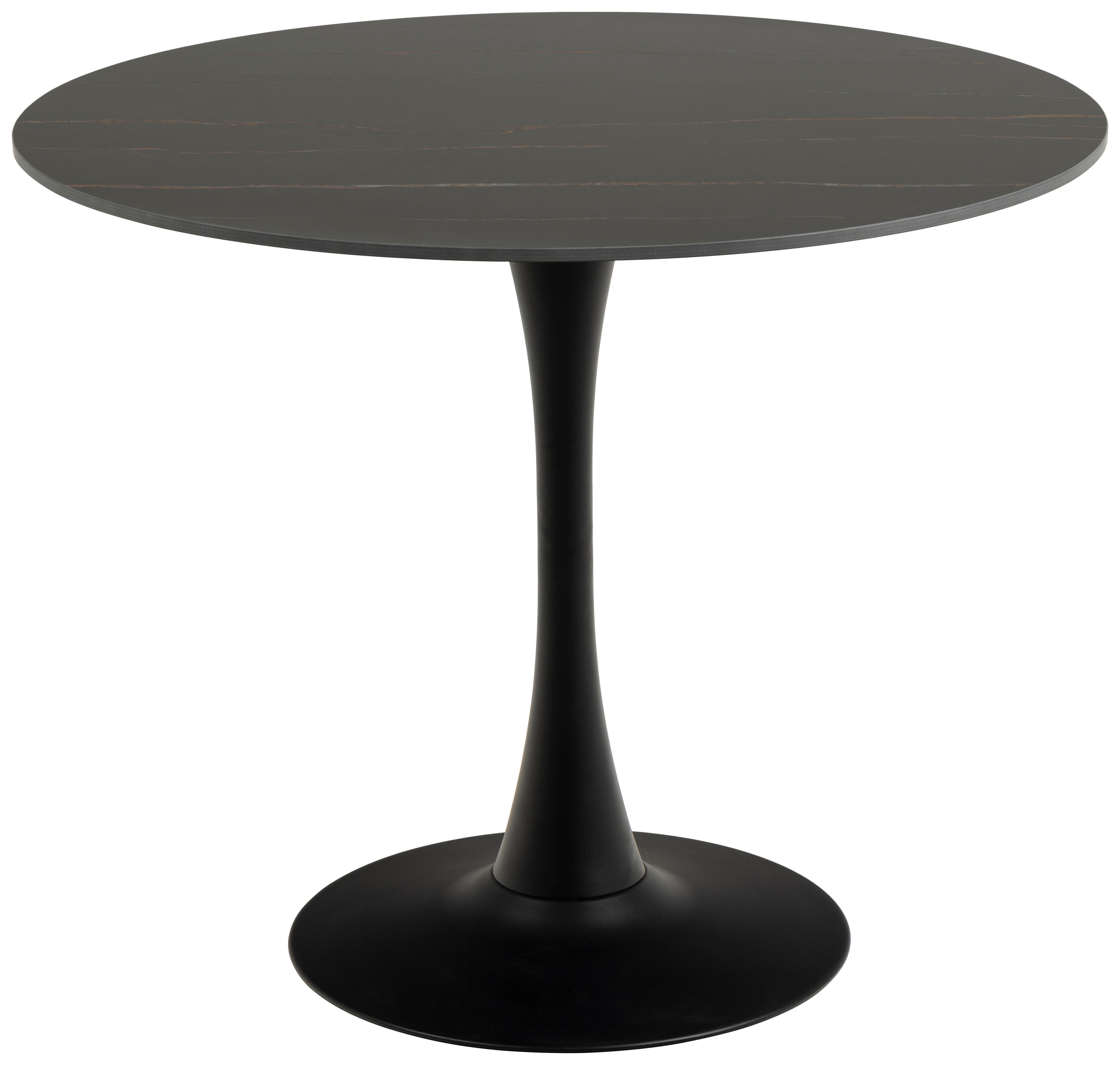 Esstisch Rund Malta 90x75 cm Schwarz - Schwarz, Trend, Keramik/Metall (90/90/75cm) - MID.YOU