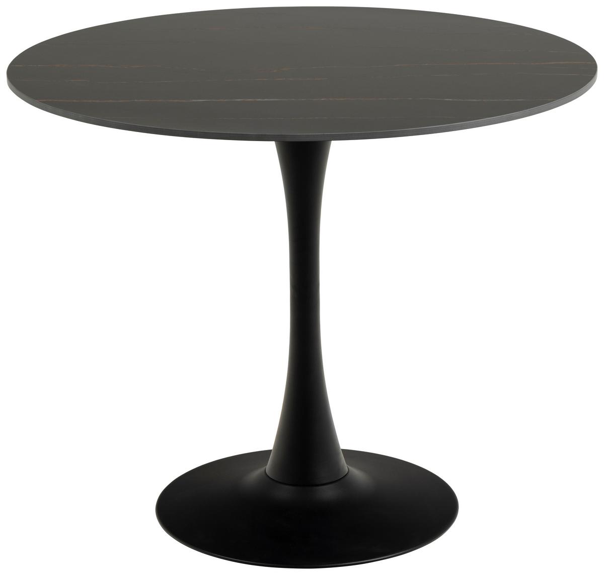 Jídelní stůl MALTA černý 90cm - černá, Trend, kov/keramika (90/90/75cm) - MID.YOU