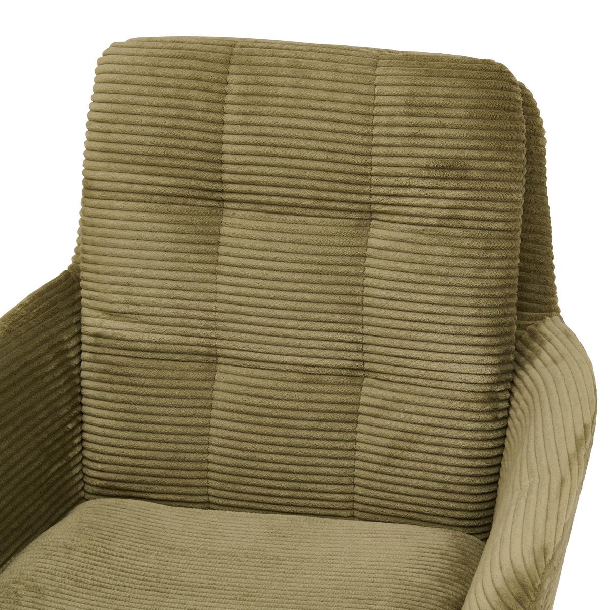 Armlehnstuhl Matti Grün, Sitzfläche 360° drehbar - Naturfarben/Grün, KONVENTIONELL, Holz/Textil (60/93/65,5cm) - Livetastic