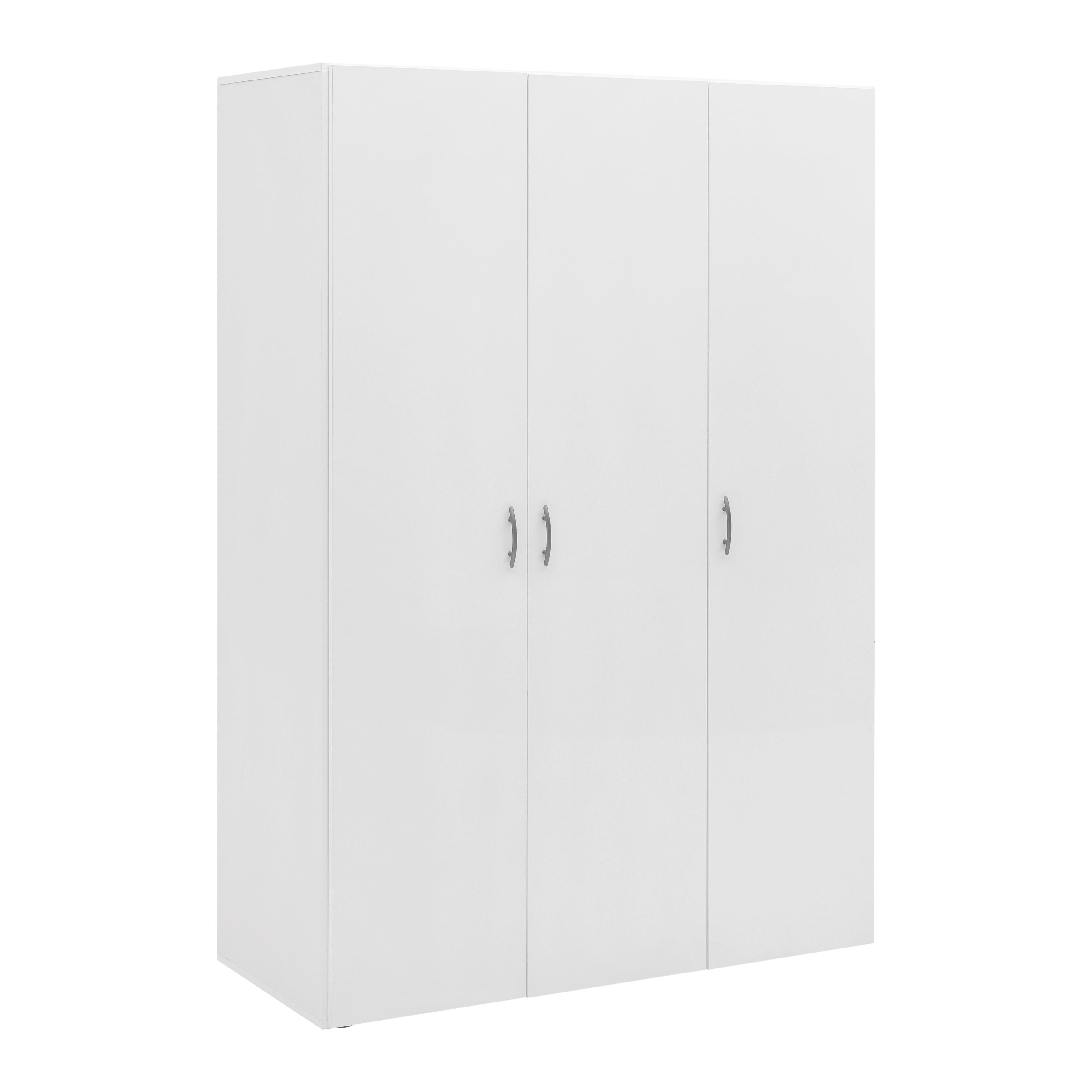 Šatníková skriňa JOE - biela/hliníková, Konventionell, kompozitné drevo/plast (121/177/51cm) - Based