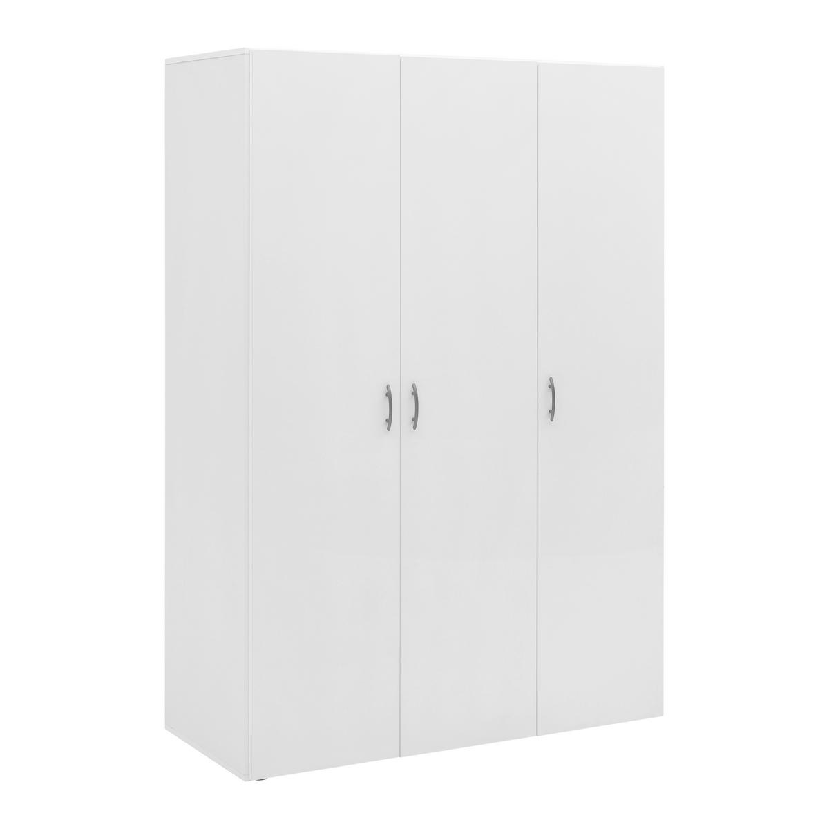 Šatníková skriňa JOE - biela/hliníková, Konventionell, kompozitné drevo/plast (121/177/51cm) - Based