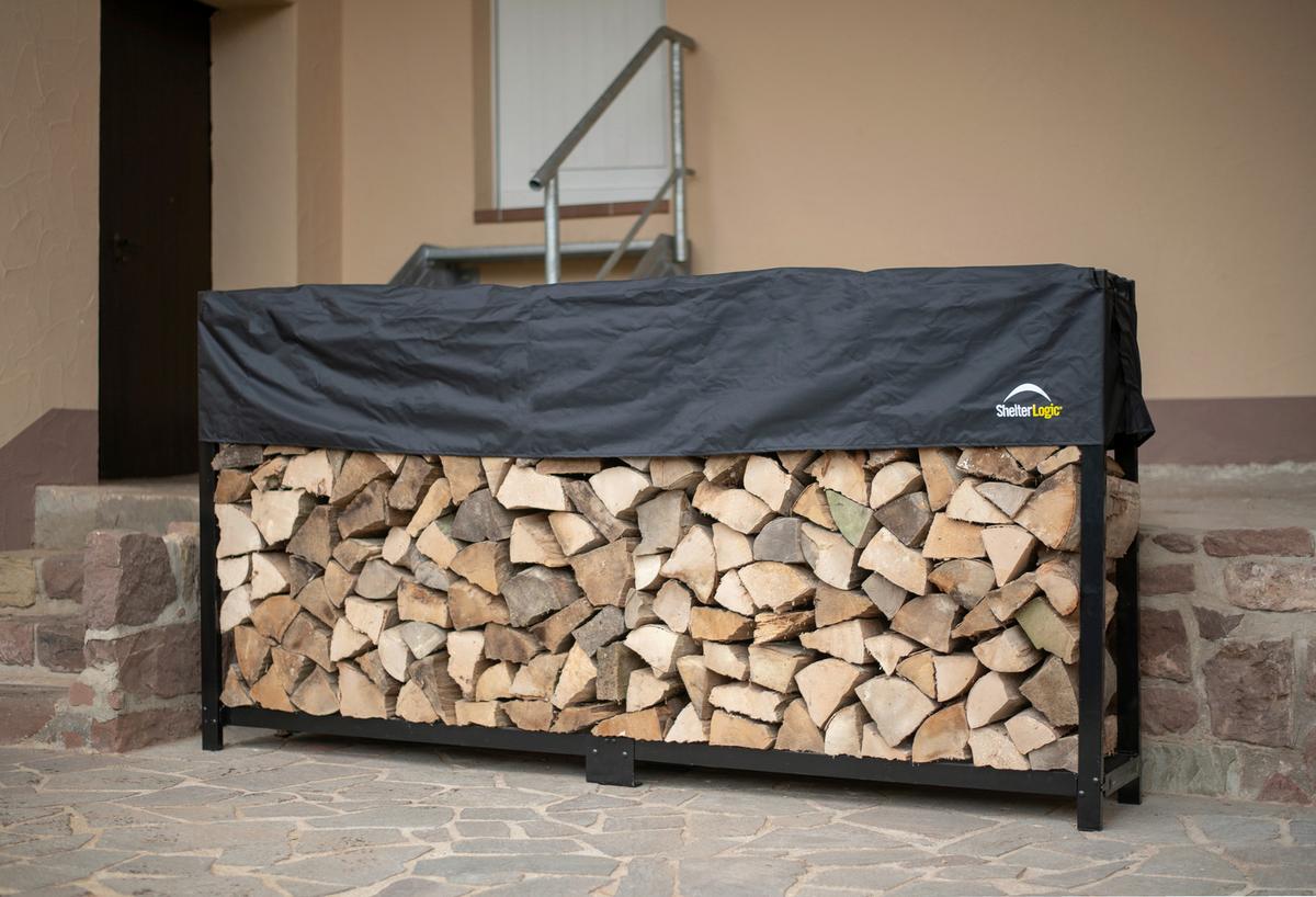 Regál na drevo 239cm - čierna, Basics, kov (239/119/36cm)