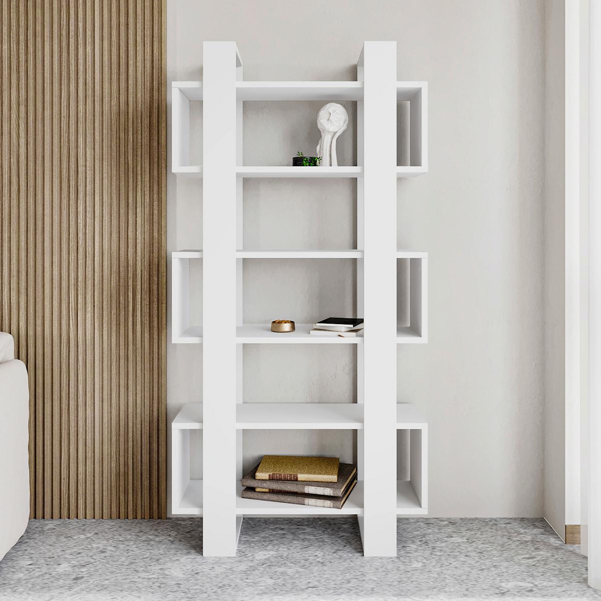 Bücherwand Milano Weiß B: 80cm - Weiß, Design, Holzwerkstoff (80/160/29cm) - Livetastic