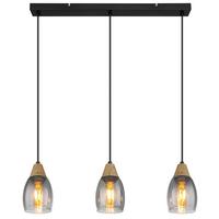 Hängeleuchte 15706-3h - Schwarz/Grau, Basics, Glas/Kunststoff (55/10/120cm) - Globo