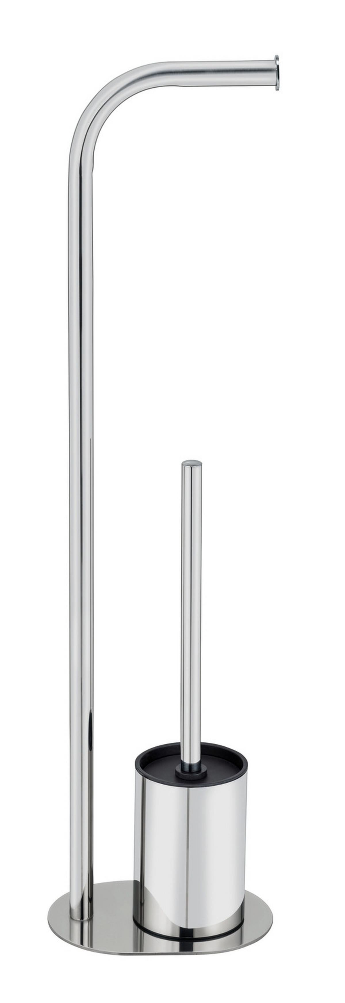 WC-Bürstenkombination Levante Edelstahlfarben B:18cm - Edelstahlfarben, Basics, Kunststoff/Metall (18/63/13cm) - Wenko