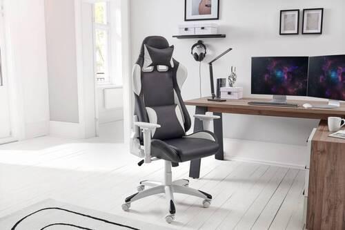 Gamingstuhl Racer - Schwarz/Weiß, MODERN, Kunststoff/Textil (66/126-134/59cm) - Livetastic