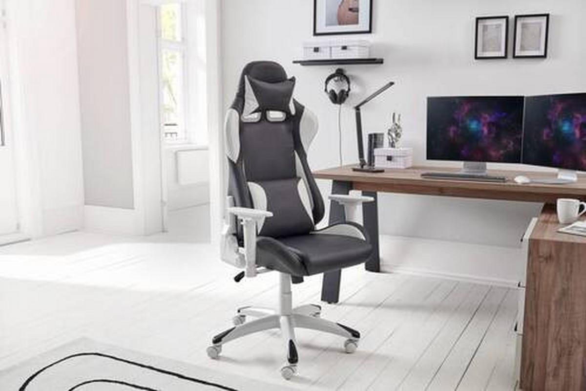 Gamingstuhl Racer - Schwarz/Weiß, MODERN, Kunststoff/Textil (66/126-134/59cm) - Livetastic