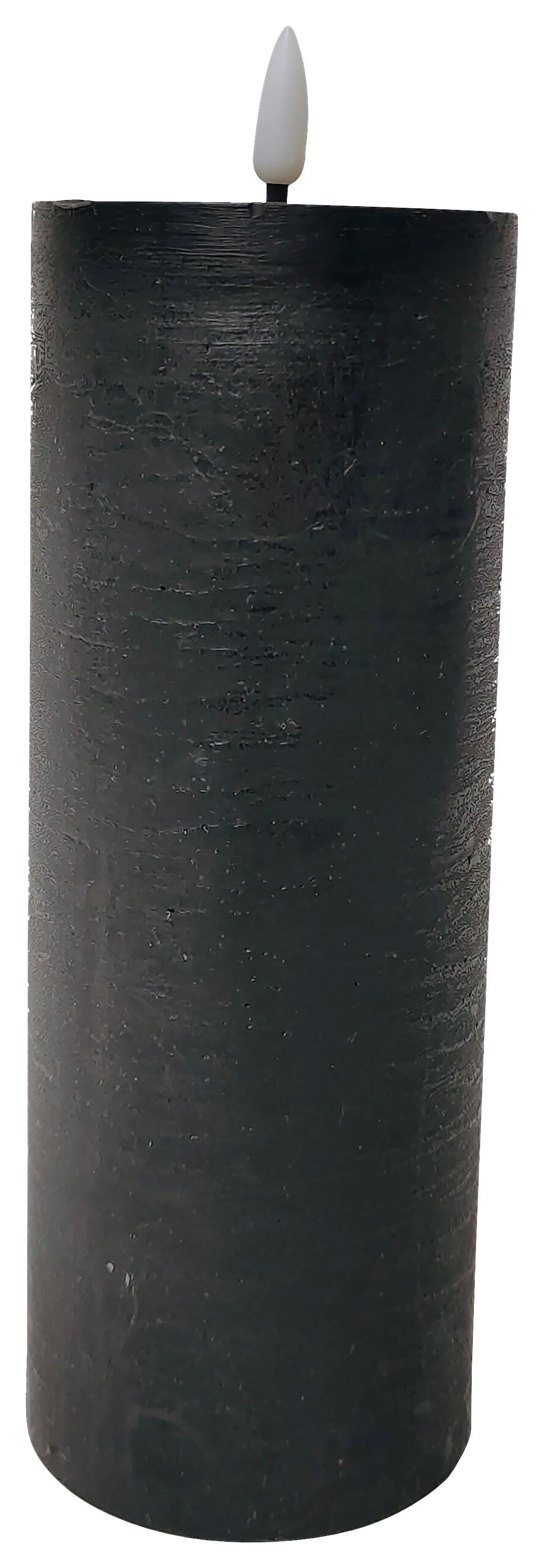 Svíčka S Led Mandy, V: 20cm - černá, plast/přírodní materiály (7,5/17,5cm) - Premium Living