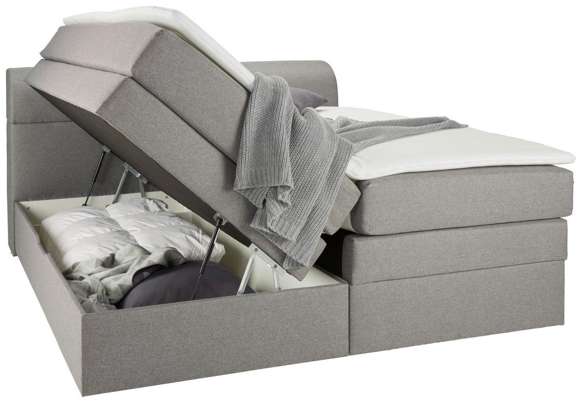 Boxspring postel FLEXI s úložným prostorem, 180x200 - šedá/černá, Konvenční, textil/plast (180/200cm) - Based