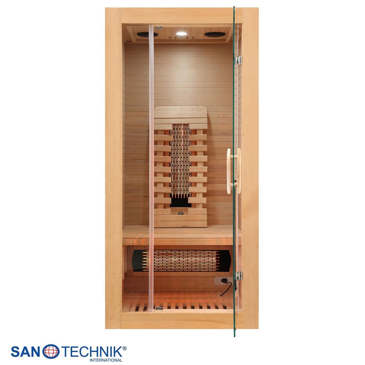 Infrarotkabine ergonomische Rückenlehnen - Naturfarben, Basics, Glas/Holz (90/190/90cm) - Sanotechnik