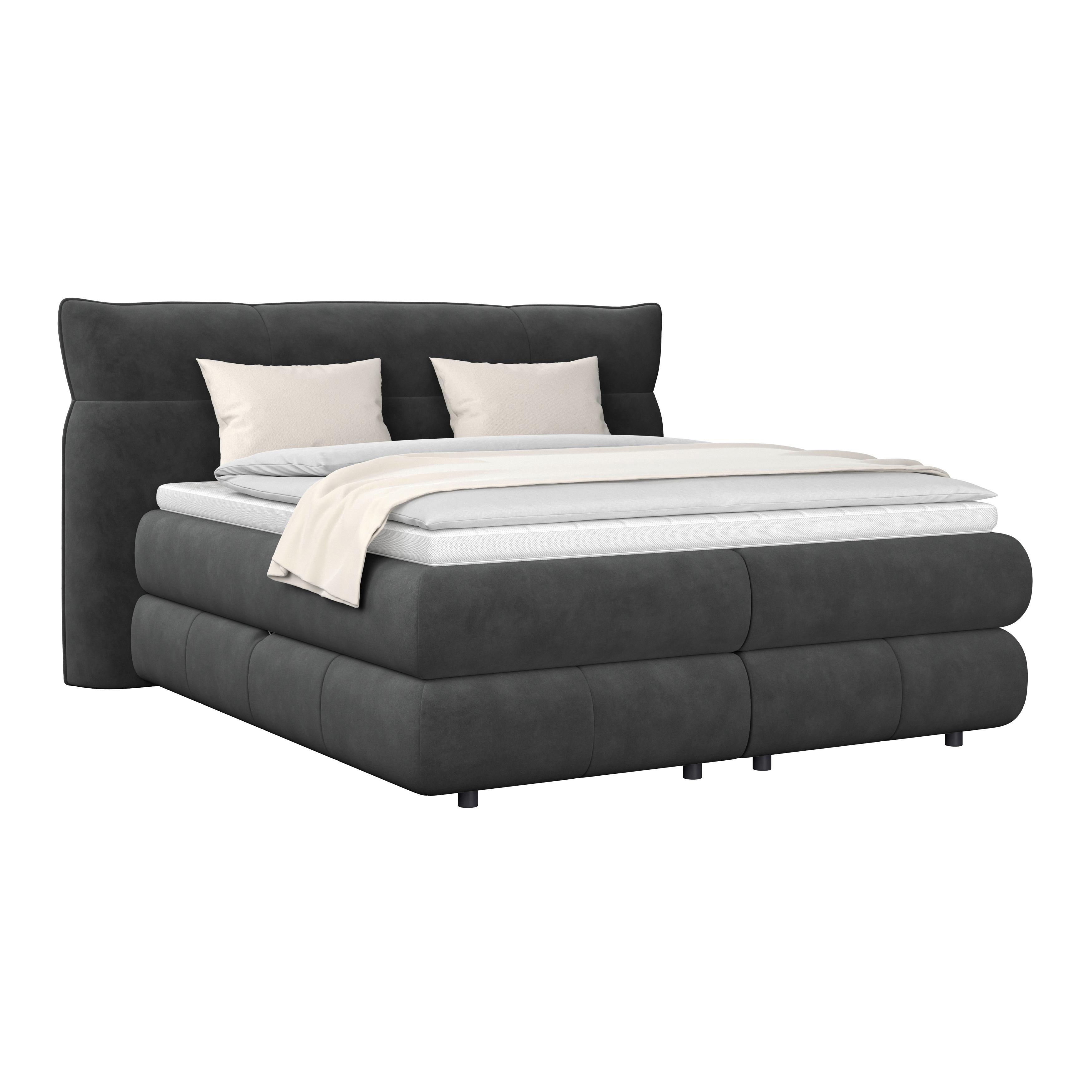 Boxspringbett Carmelo Schwarz 180x200 cm - Schwarz, Trend, Textil (180/200cm)