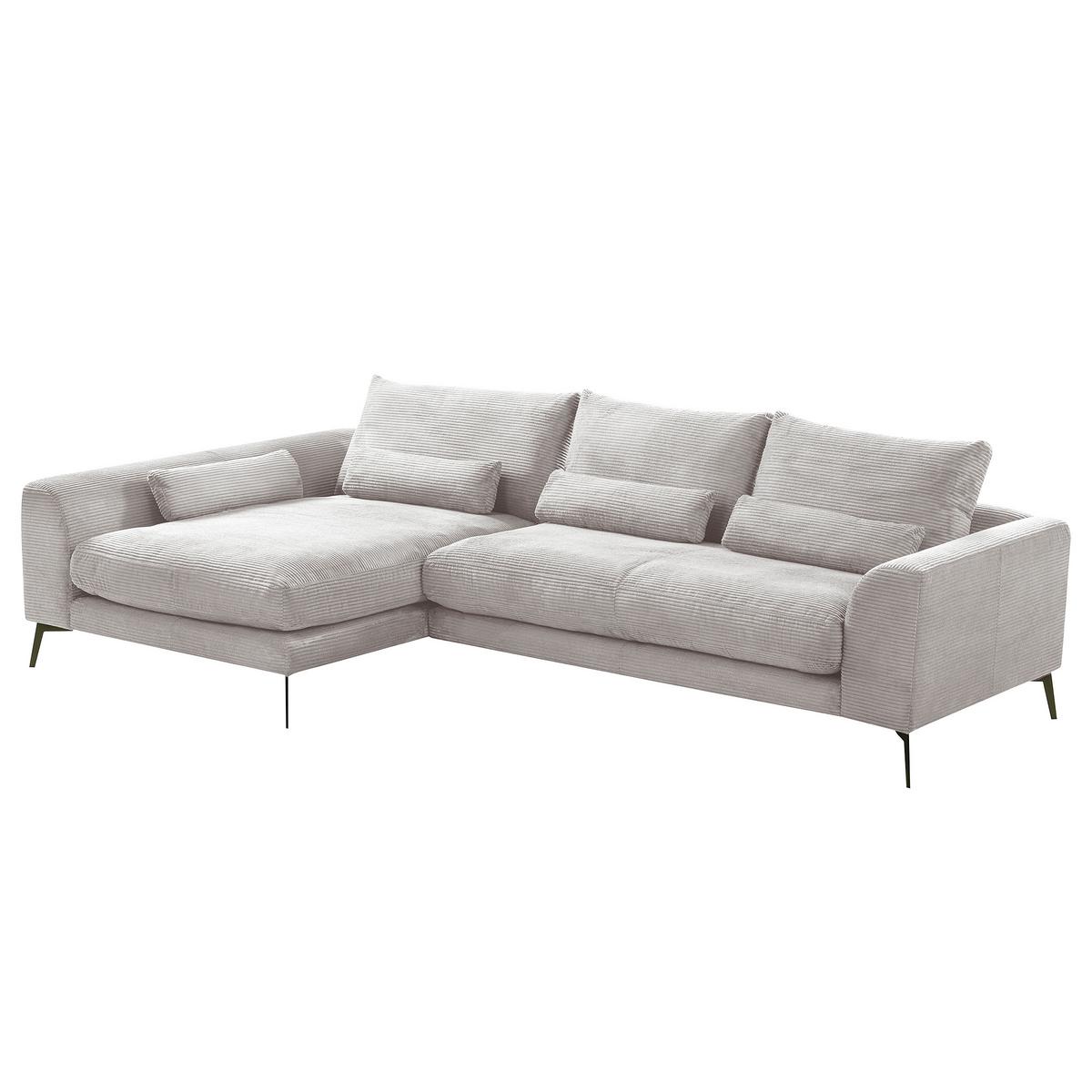 Ecksofa Berlin Cord Hellgrau 172x313 cm - Hellgrau/Schwarz, Design, Textil (172/313cm) - P & B