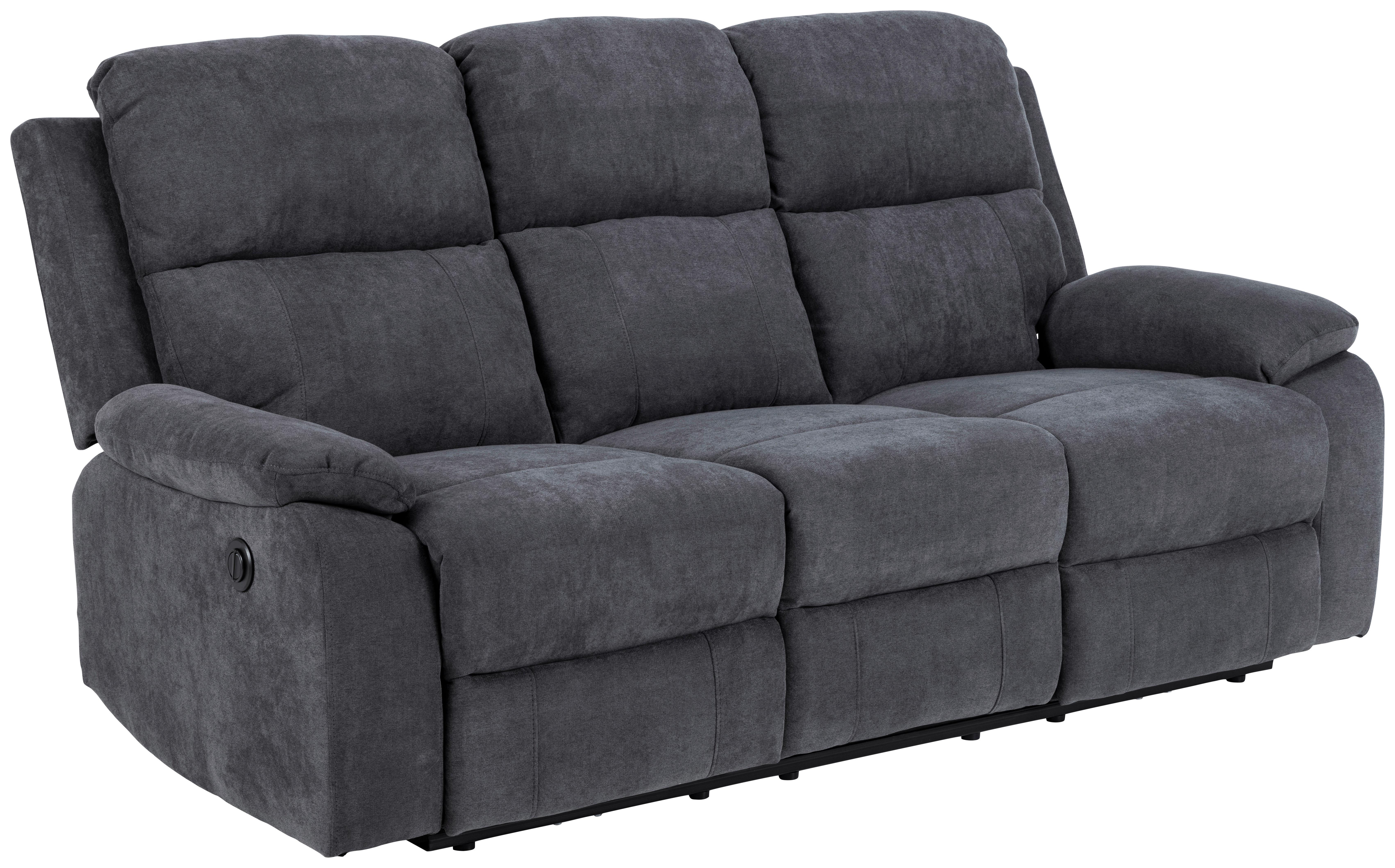 3-Sitzer-Sofa Mora - Dunkelgrau/Schwarz, KONVENTIONELL, Textil (196,5/98/95cm) - MID.YOU