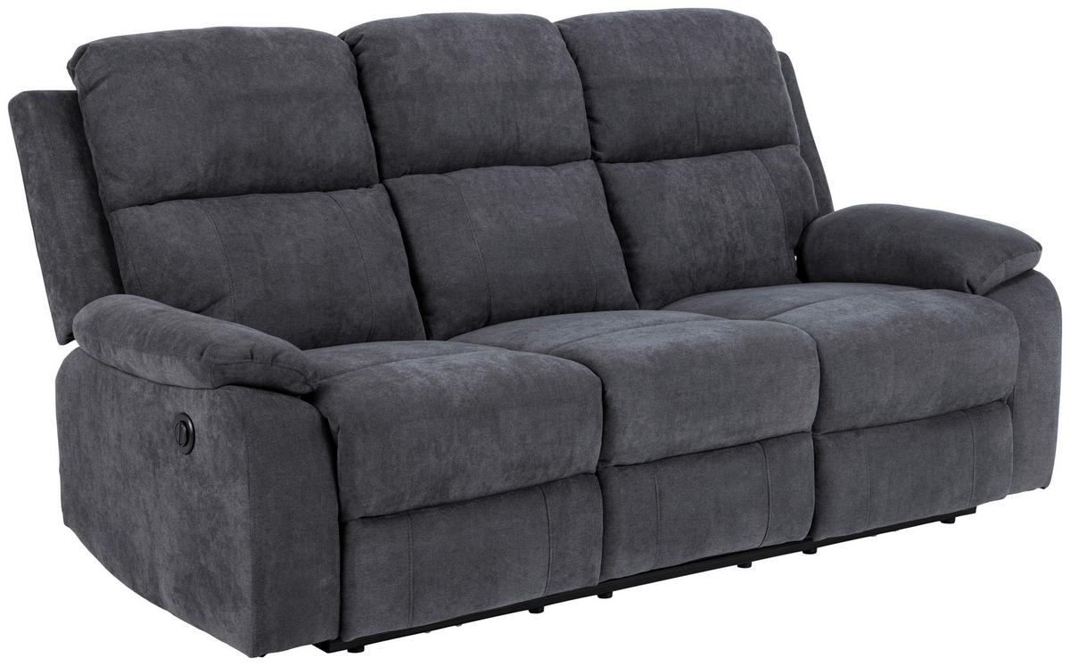 3-sitzer-sofa Mora Mit Relaxfunktion Dunkelgrau - Dunkelgrau/Schwarz, KONVENTIONELL, Textil (196,5/98/95cm) - MID.YOU