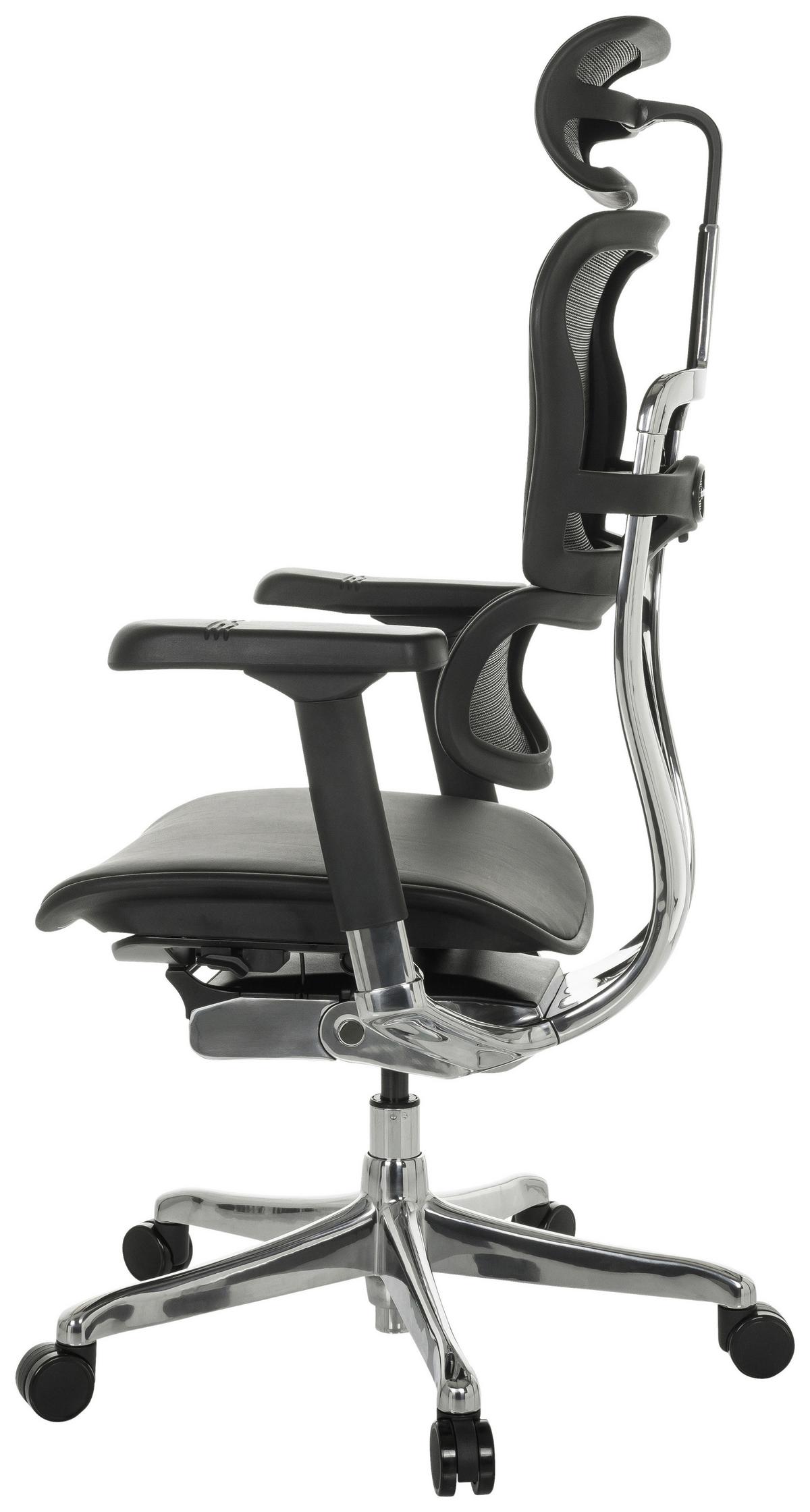 Drehstuhl Schwarz B: 78 cm - Silberfarben/Schwarz, MODERN, Leder/Kunststoff (78/117 - 136/64cm) - MID.YOU