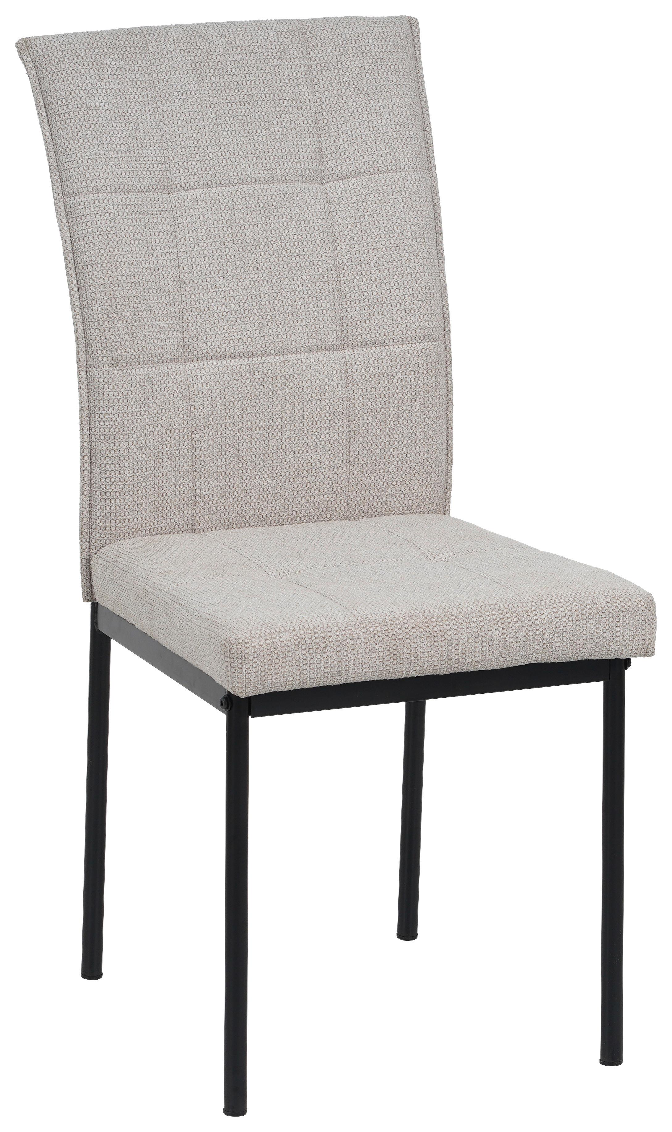 Vierfußstuhl Finn Webstoff Beige, B: 44 cm - Beige/Schwarz, KONVENTIONELL, Textil/Metall (44/96/61cm) - MID.YOU